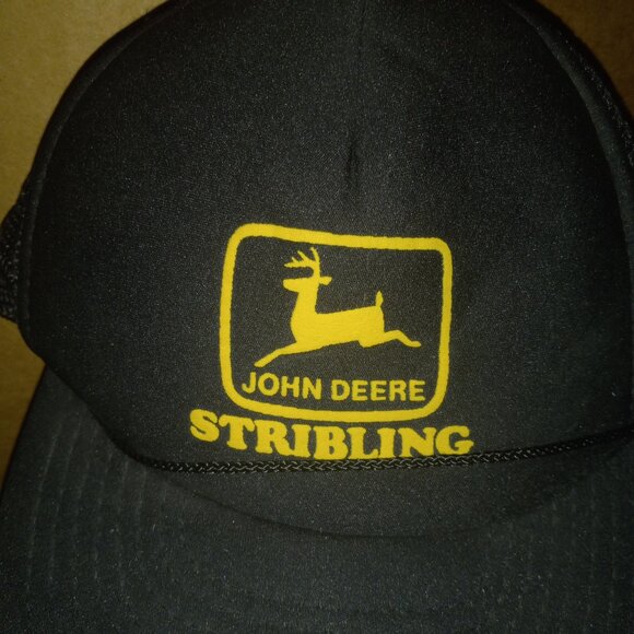 John Deere Stribling Tractors Trucker Hat Cap Mesh Adjustable Vintage - Picture 3 of 10